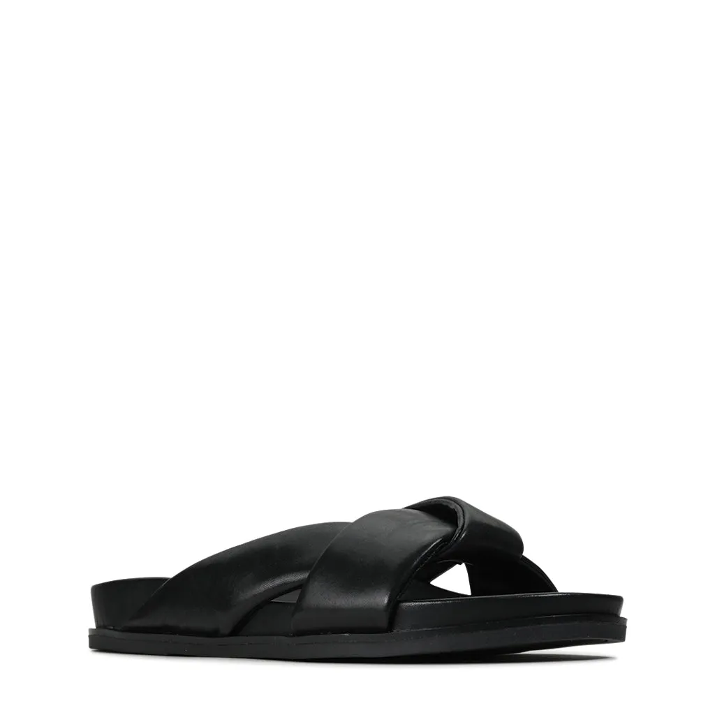 SANDALES SLIDE EN CUIR CROISÉ