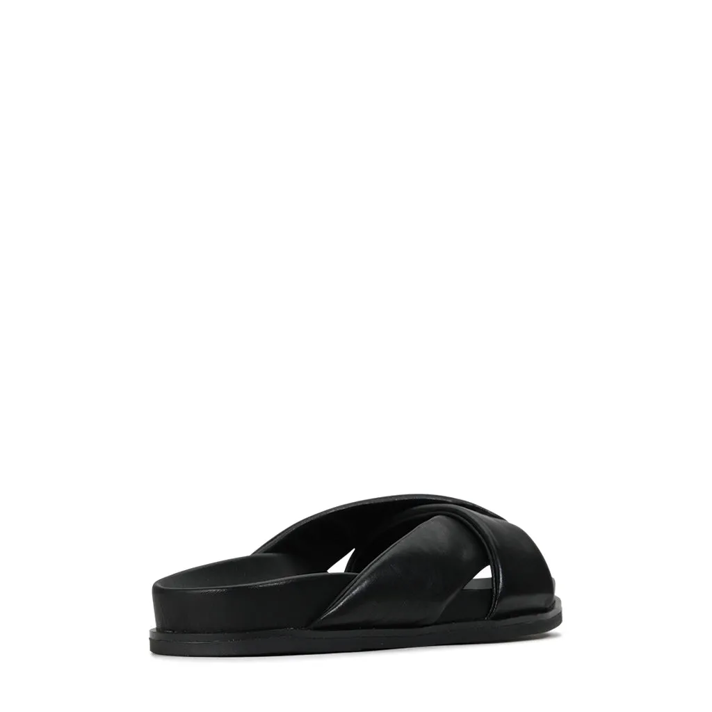 SANDALES SLIDE EN CUIR CROISÉ