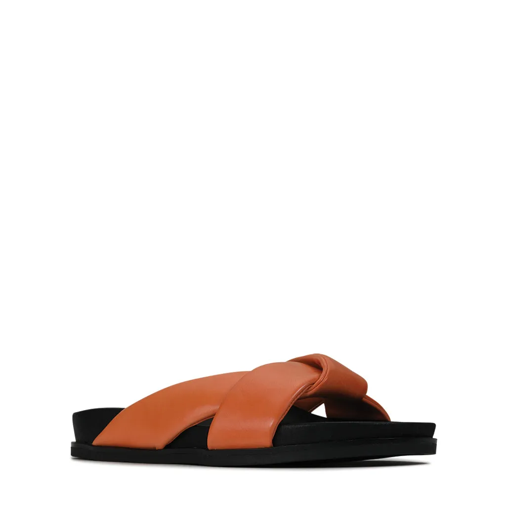 SANDALES SLIDE EN CUIR CROISÉ