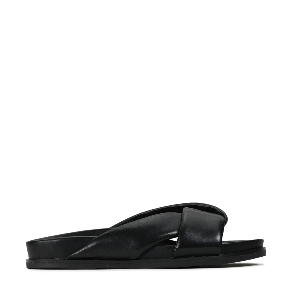 SANDALES SLIDE EN CUIR CROISÉ