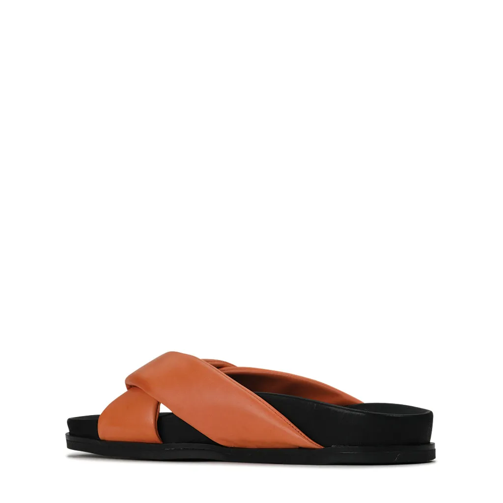 SANDALES SLIDE EN CUIR CROISÉ