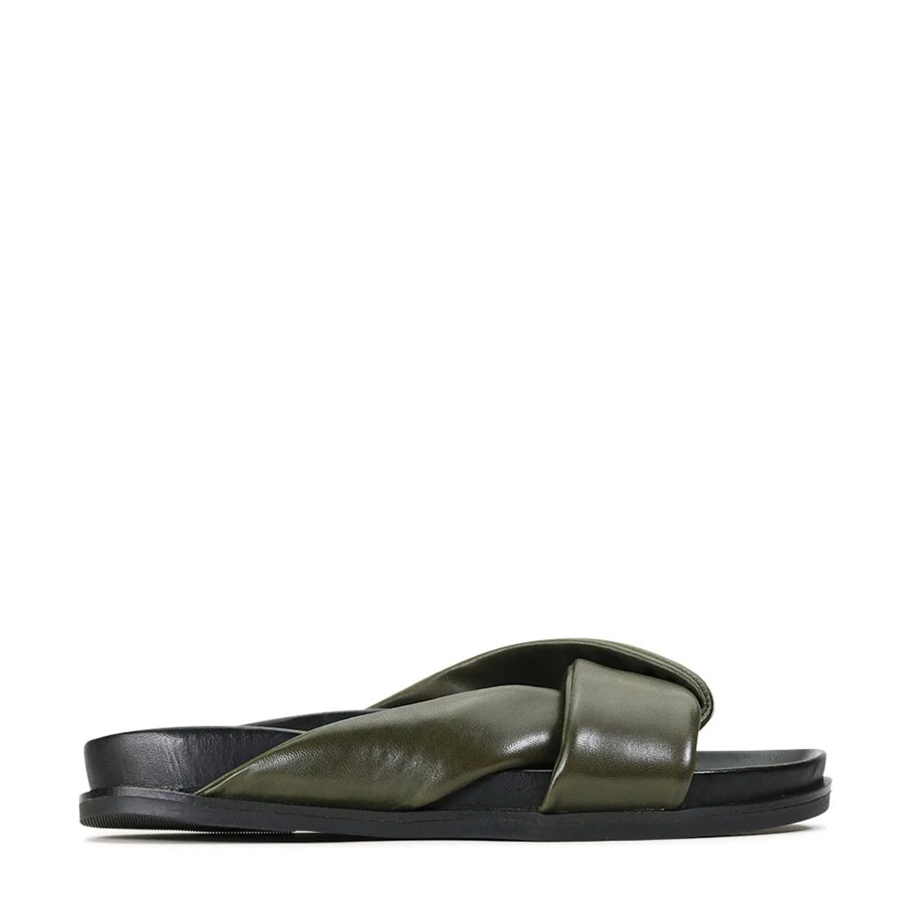 SANDALES SLIDE EN CUIR CROISÉ