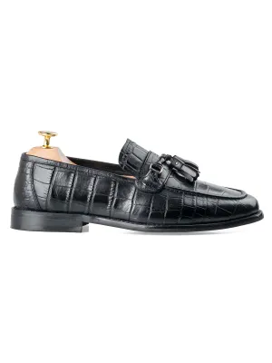 Dario Tassel Loafer - Cuir verni noir crocodile