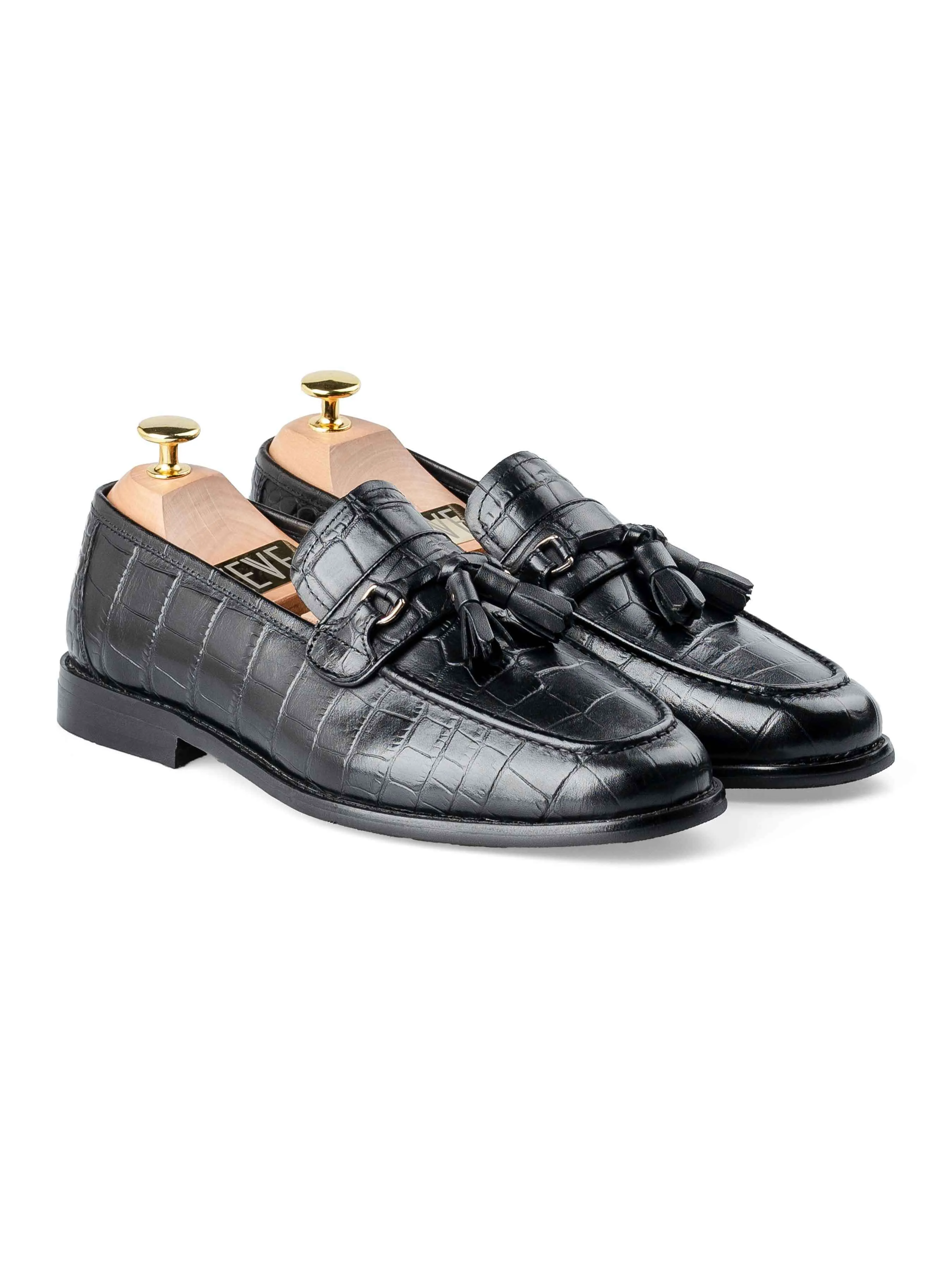 Dario Tassel Loafer - Cuir verni noir crocodile