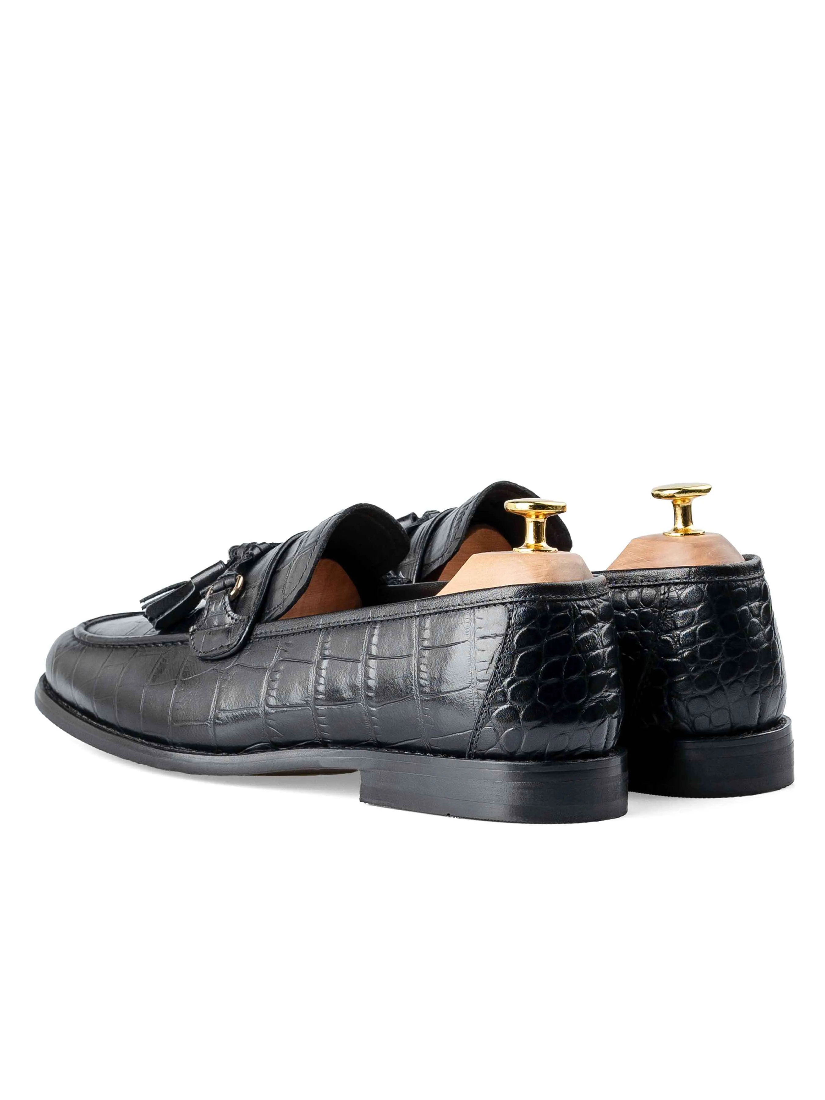 Dario Tassel Loafer - Cuir verni noir crocodile