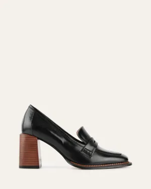 MOCASSINS DELILAH À TALON MID EN CUIR NOIR