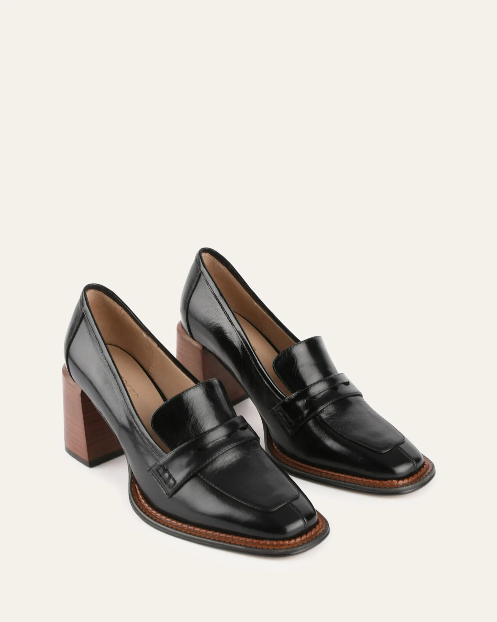 MOCASSINS DELILAH À TALON MID EN CUIR NOIR