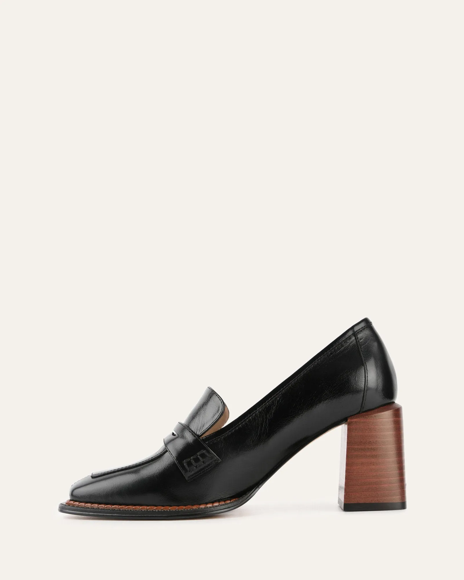MOCASSINS DELILAH À TALON MID EN CUIR NOIR