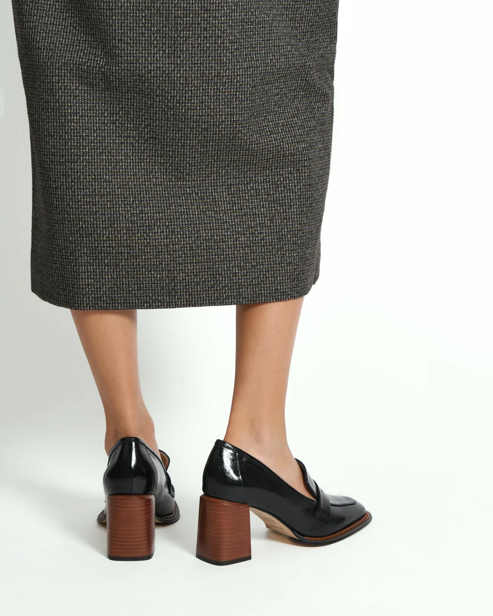 MOCASSINS DELILAH À TALON MID EN CUIR NOIR