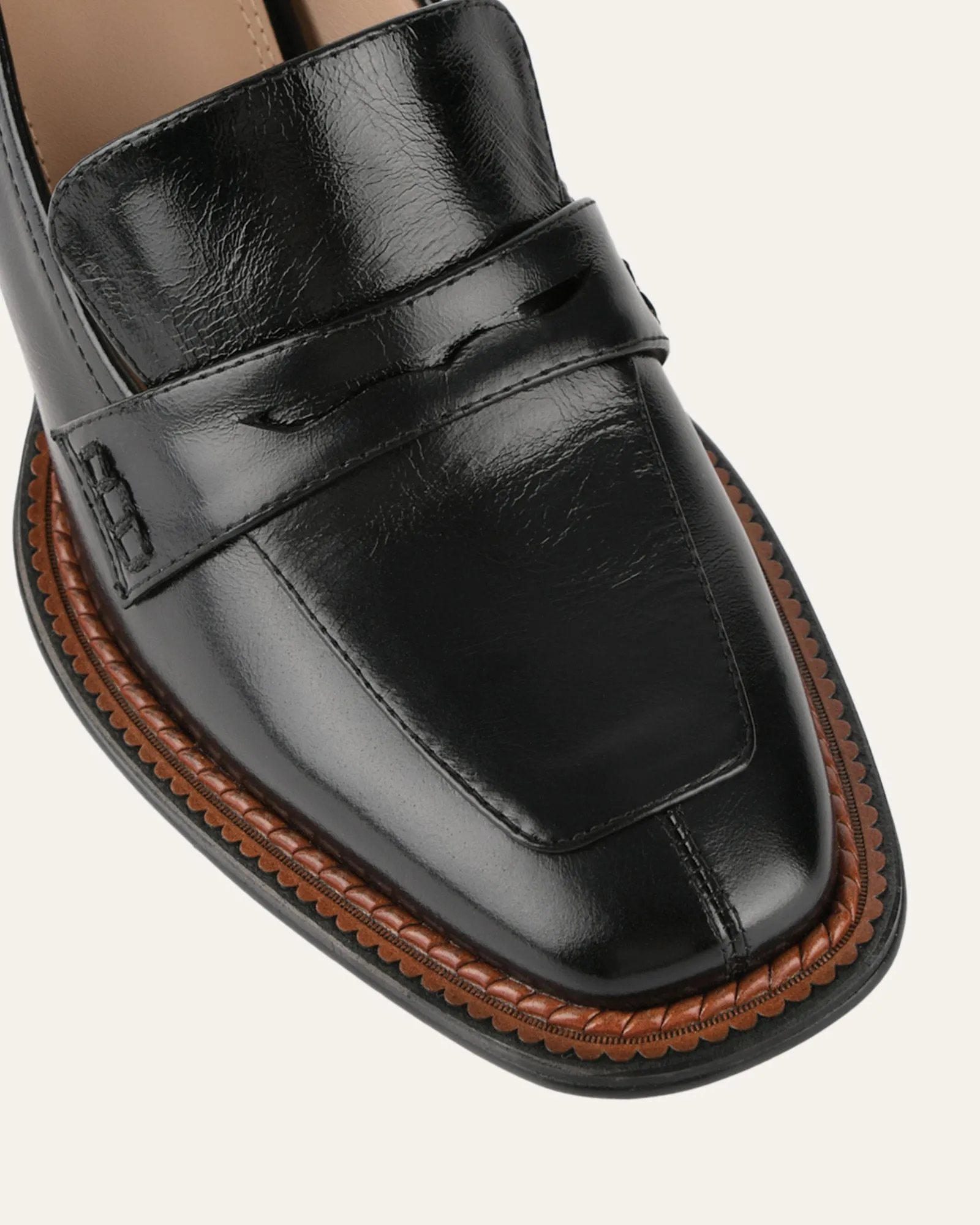 MOCASSINS DELILAH À TALON MID EN CUIR NOIR