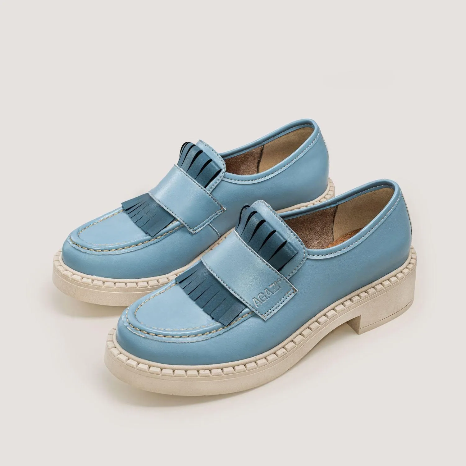 Diane Women's 3 en 1 Pomme Cuir Végan Mocassins | Bleu Ciel