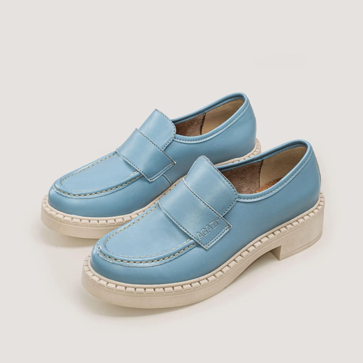 Diane Women's 3 en 1 Pomme Cuir Végan Mocassins | Bleu Ciel