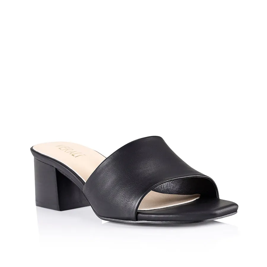 Mules Eleni à talon bloc - Noir Softee