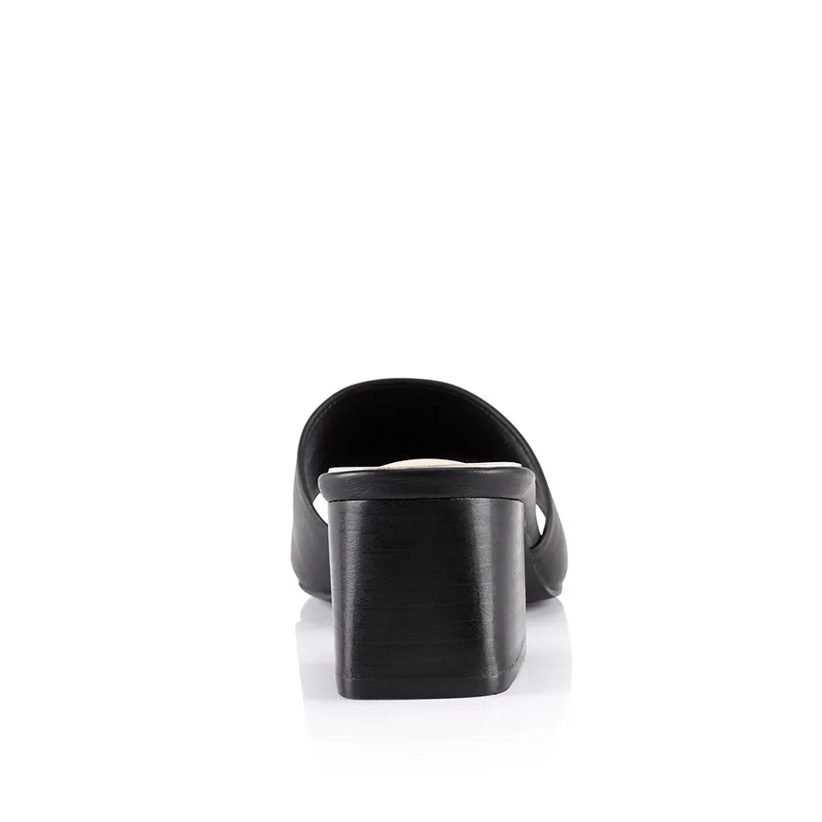 Mules Eleni à talon bloc - Noir Softee