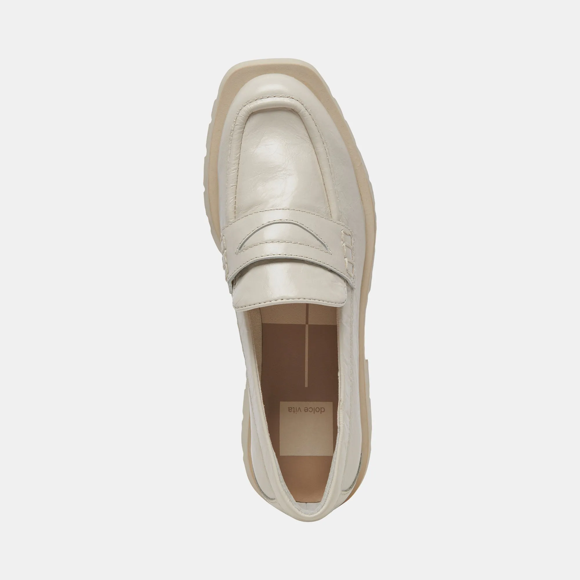 ELIAS FLATS OFF WHITE PATENT FROISSÉ