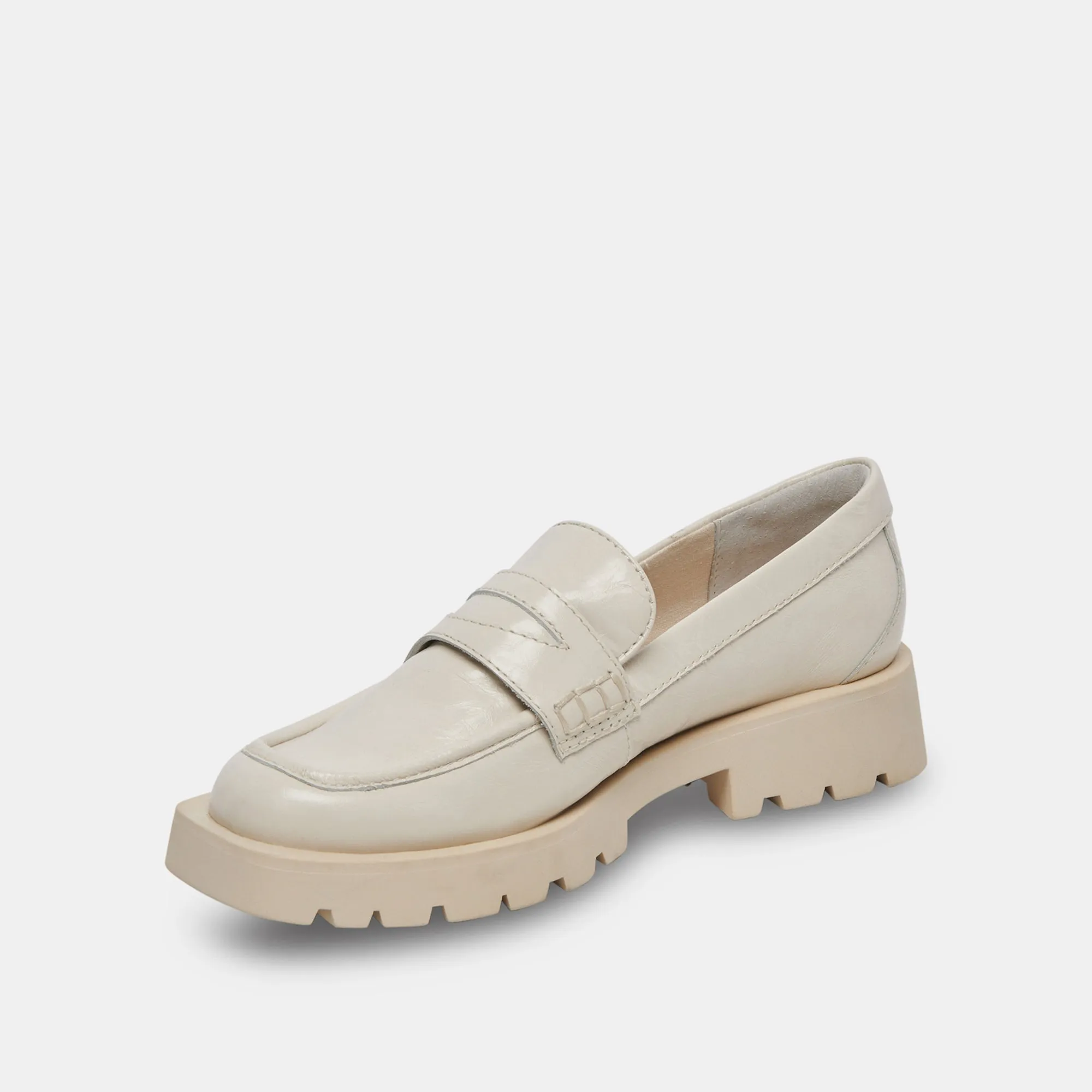 ELIAS FLATS OFF WHITE PATENT FROISSÉ