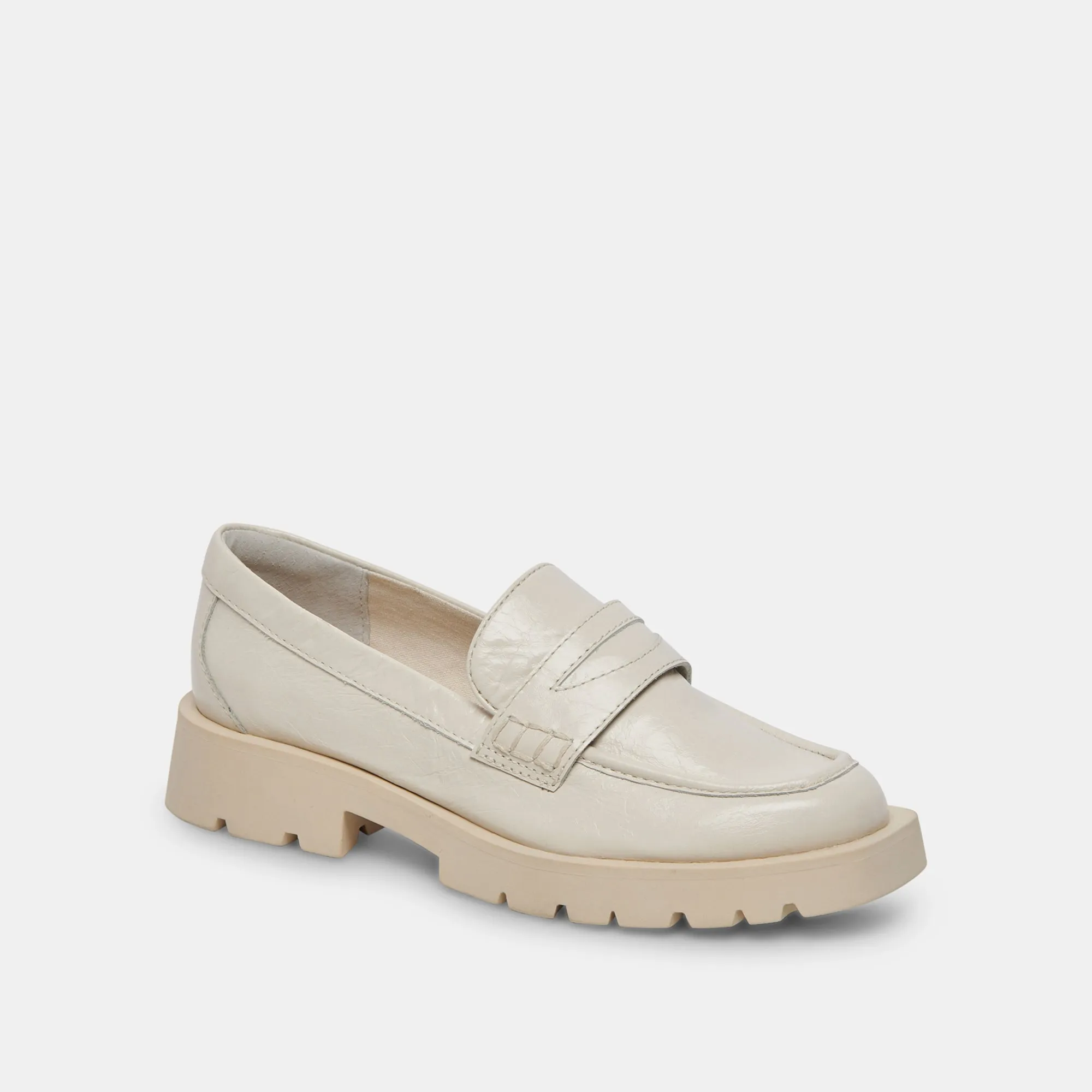 ELIAS FLATS OFF WHITE PATENT FROISSÉ