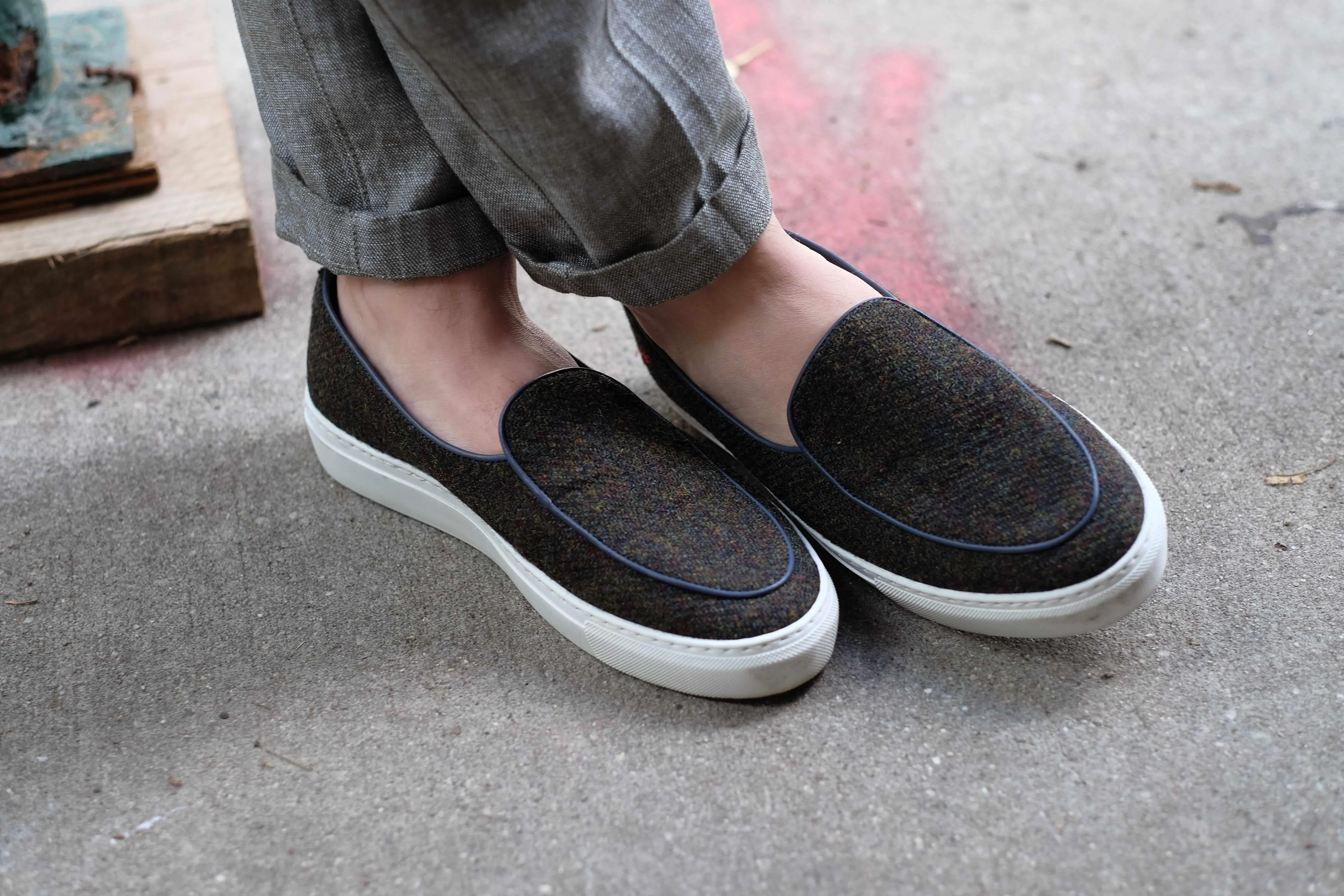 Ellensburg - Mélange Forestier Tweed / Passepoil Bleu Veau