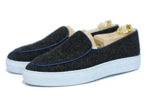 Ellensburg - Mélange Forestier Tweed / Passepoil Bleu Veau