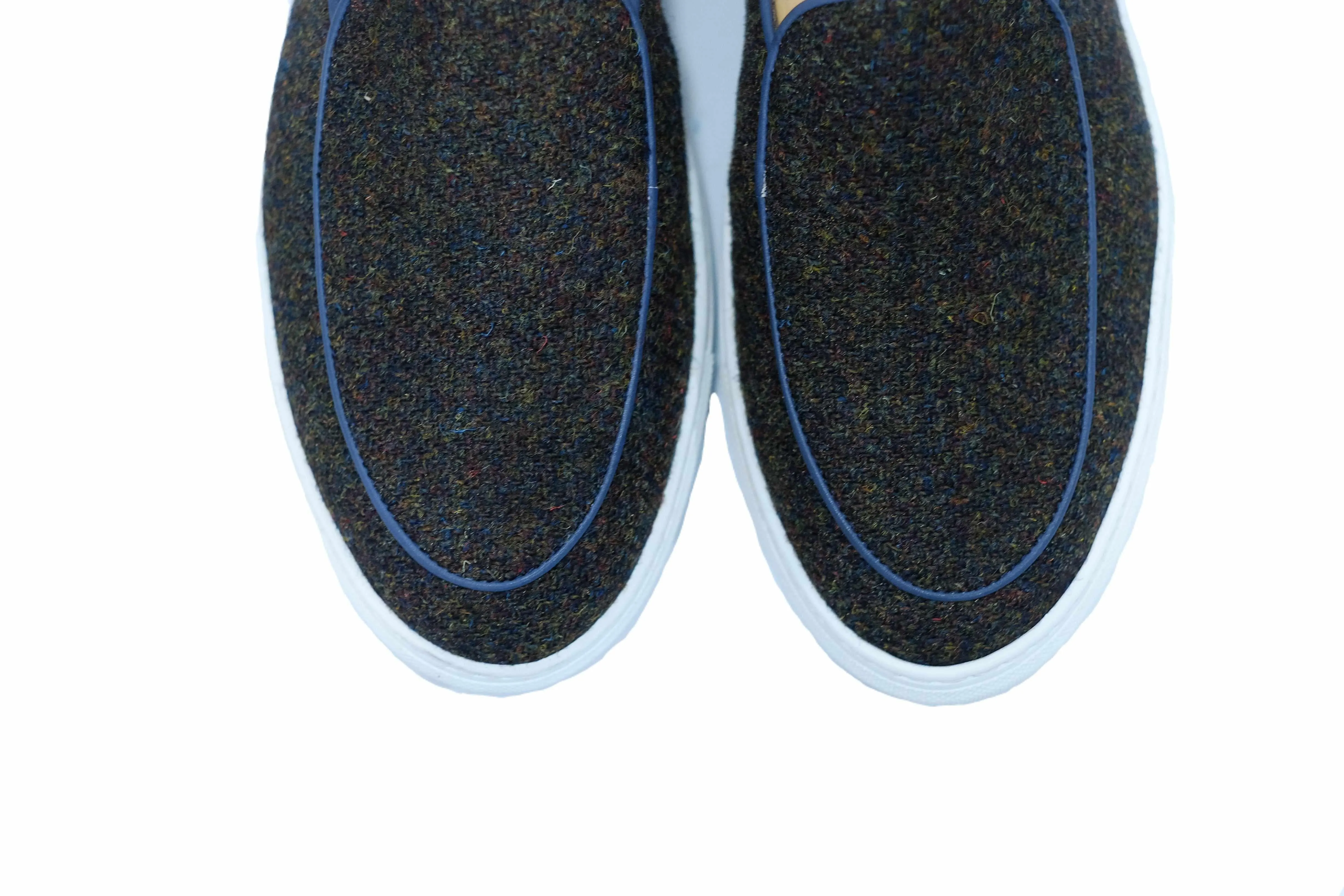 Ellensburg - Mélange Forestier Tweed / Passepoil Bleu Veau