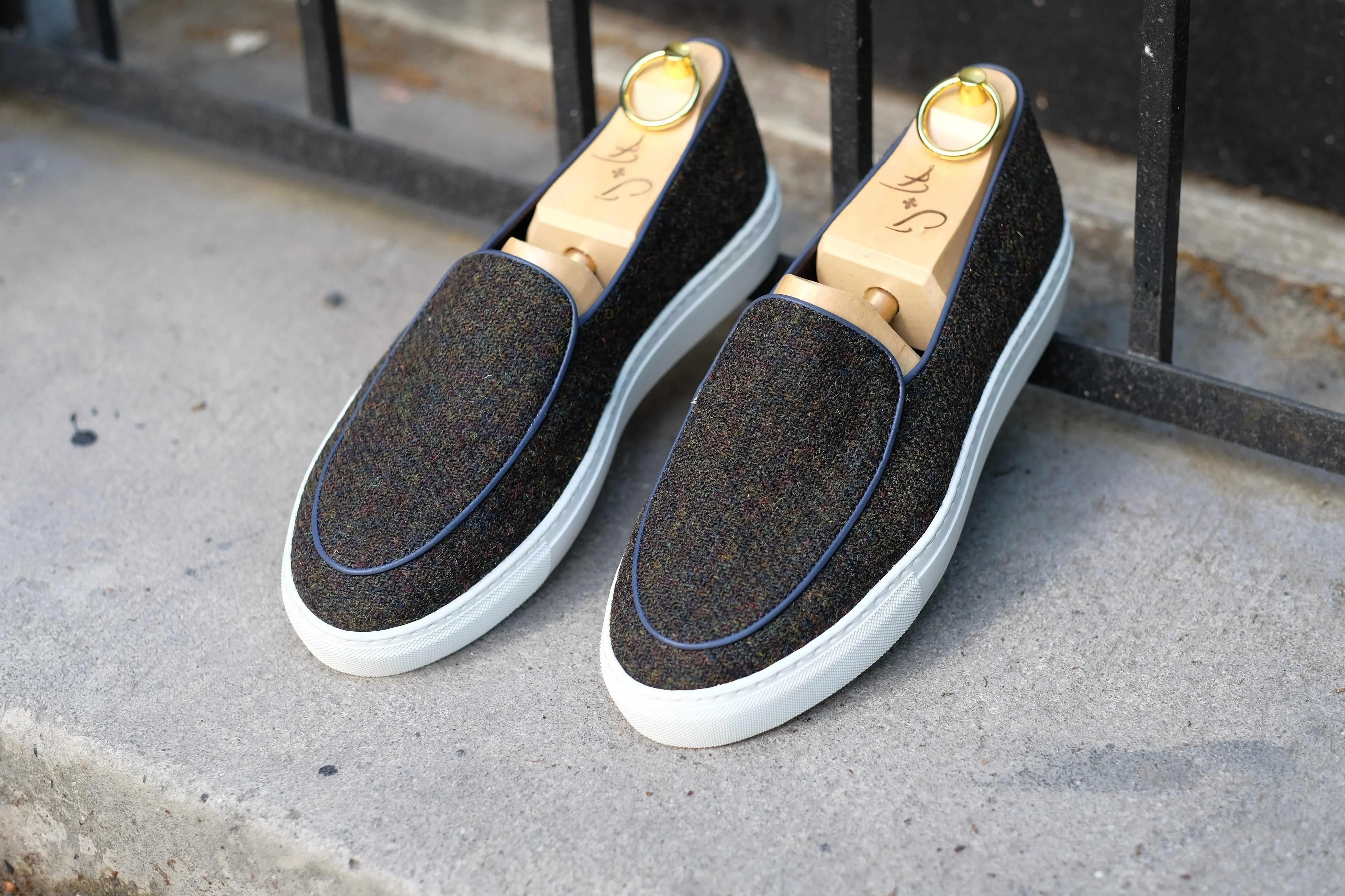 Ellensburg - Mélange Forestier Tweed / Passepoil Bleu Veau