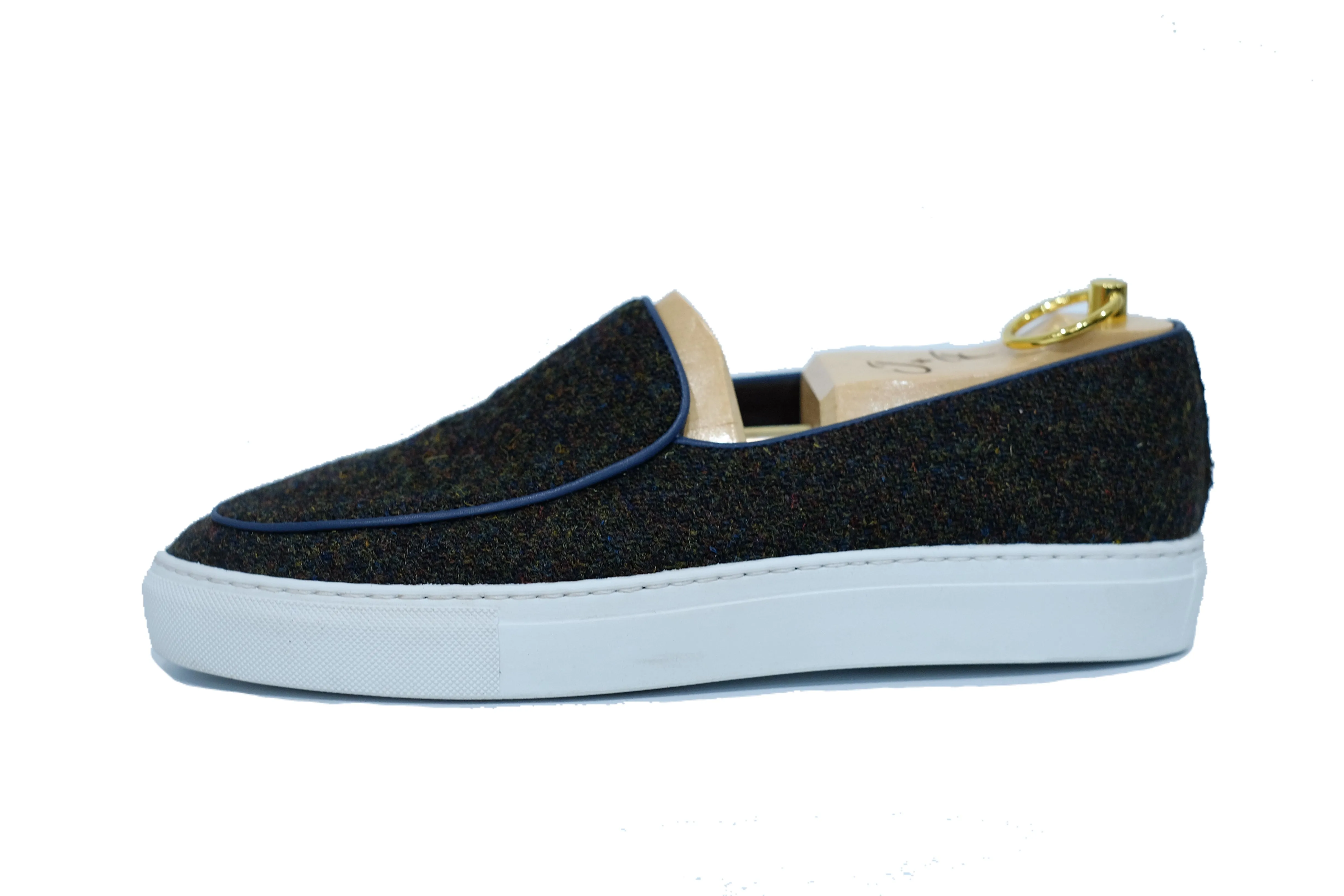 Ellensburg - Mélange Forestier Tweed / Passepoil Bleu Veau