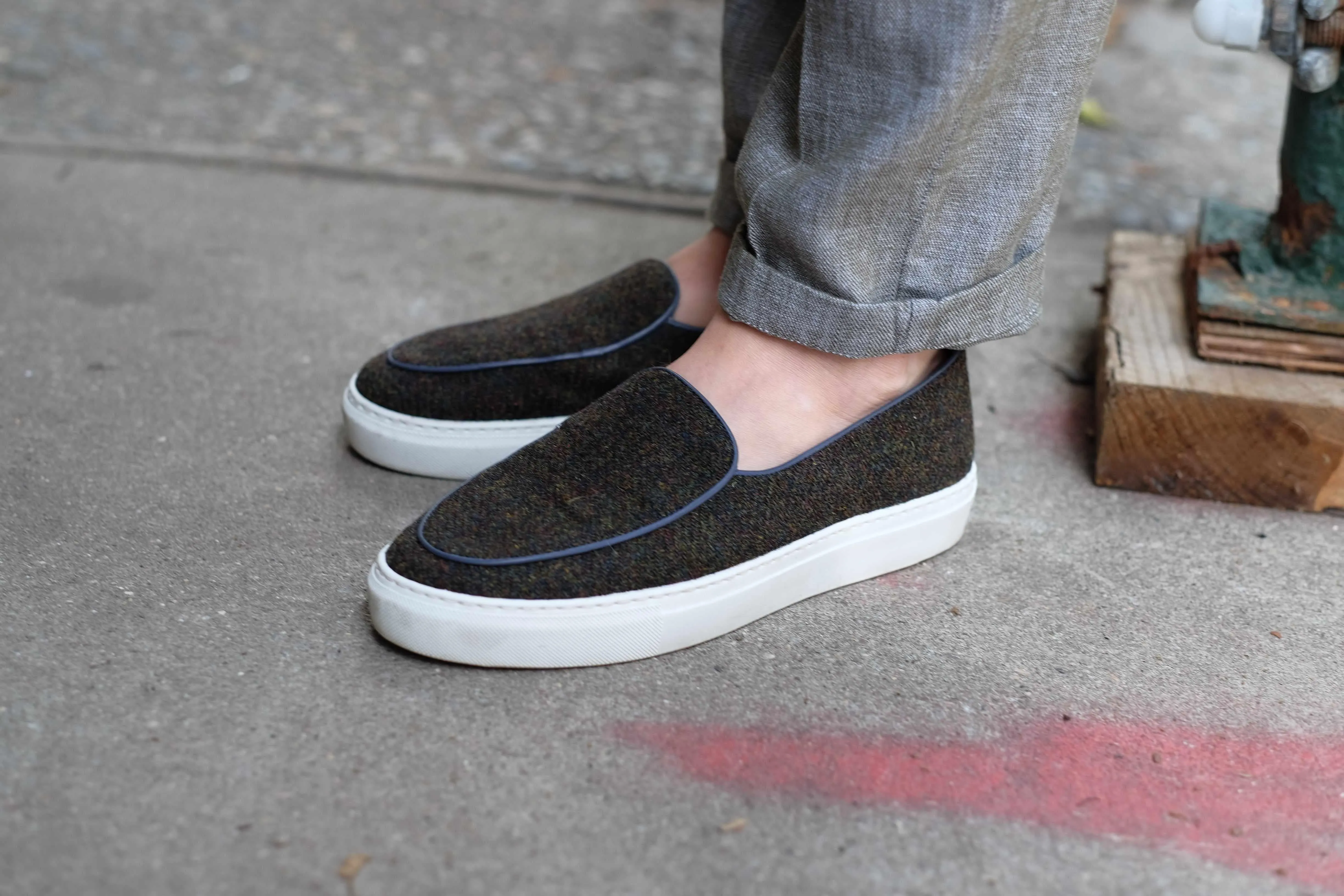 Ellensburg - Mélange Forestier Tweed / Passepoil Bleu Veau
