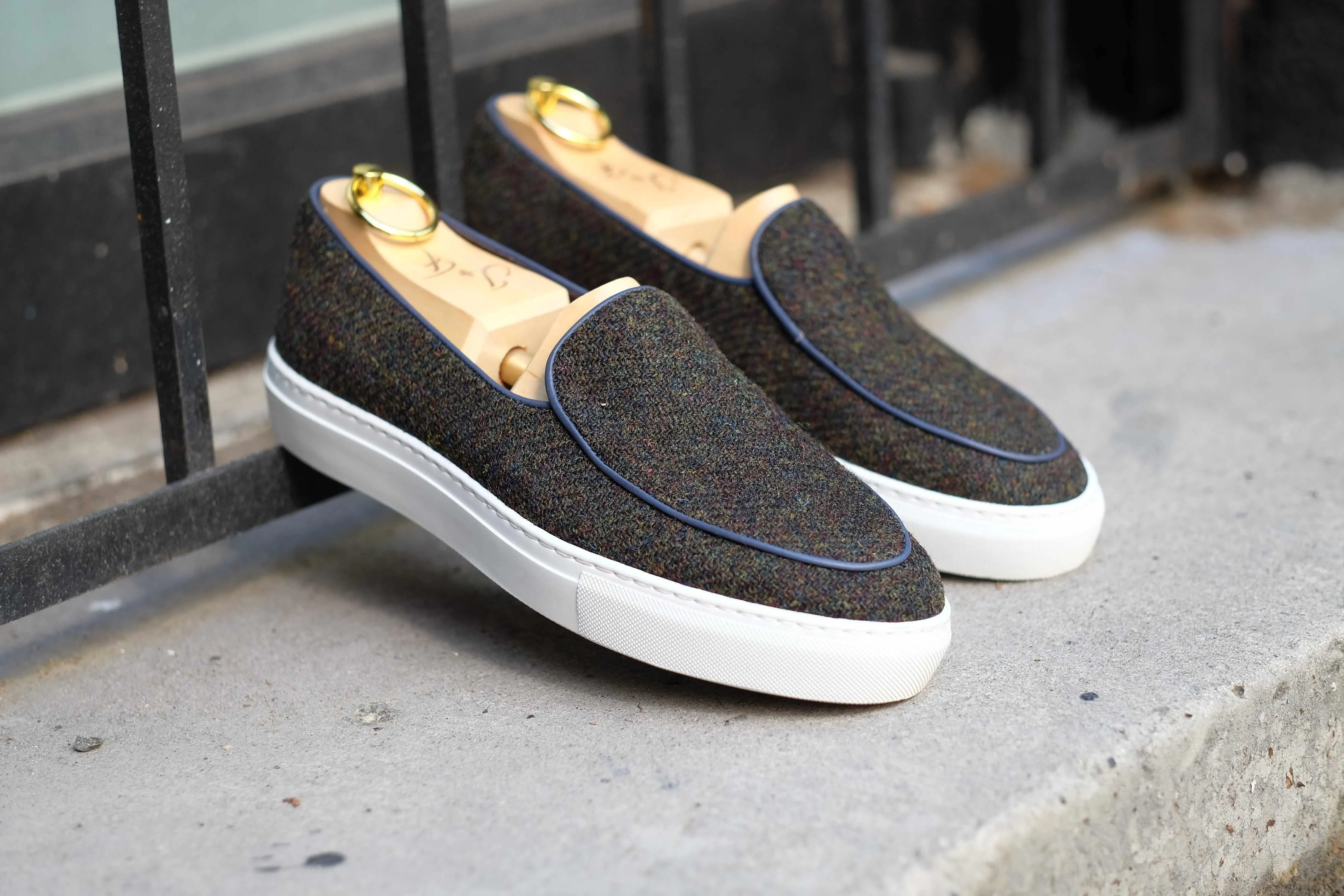 Ellensburg - Mélange Forestier Tweed / Passepoil Bleu Veau