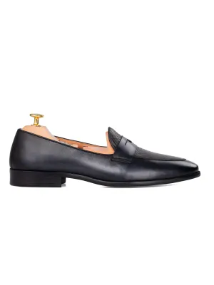 Enzo Belgian Loafer - Noir Gris (Patine Peinte à la Main)