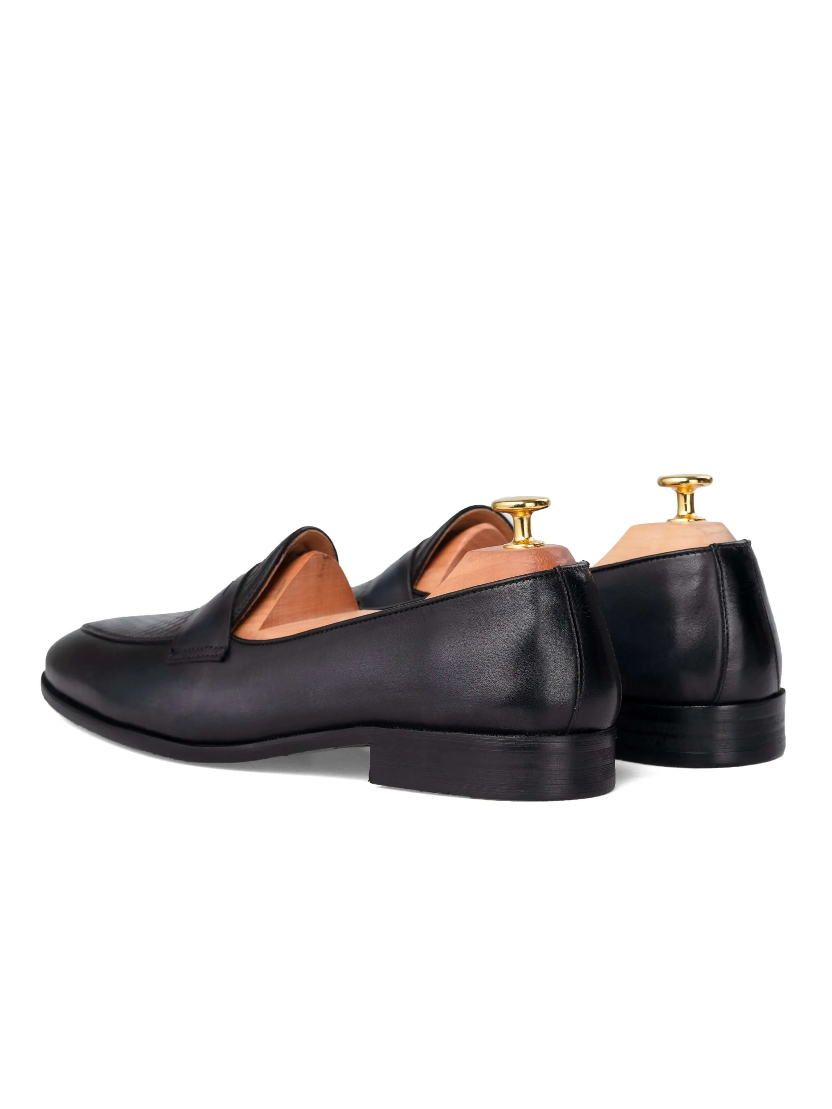 Enzo Belgian Loafer - Noir Gris (Patine Peinte à la Main)