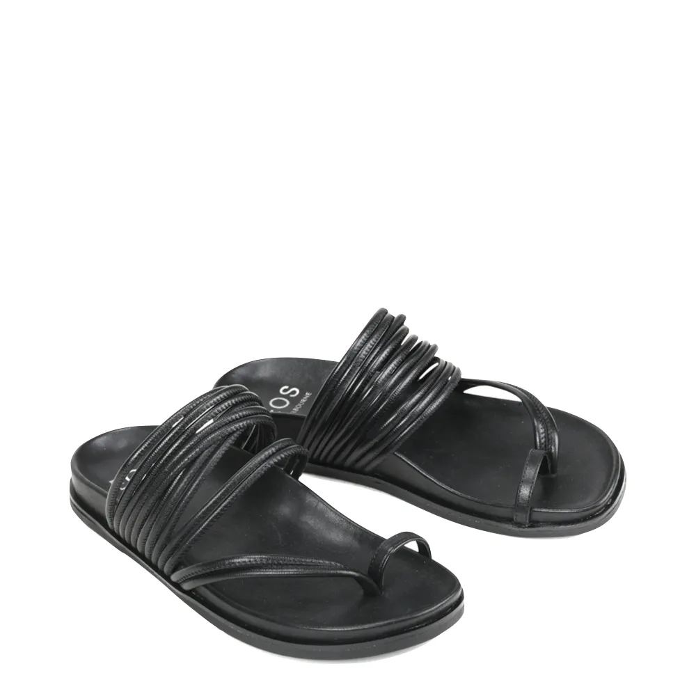 Sandale Carmella à boucle d'orteil pour femmes EOS en noir