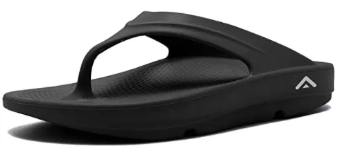 FANTURE Sandales à lanières pour hommes et femmes avec soutien de la voûte plantaire pour soulager la douleur aux pieds, chaussons ultra doux de récupération, noir