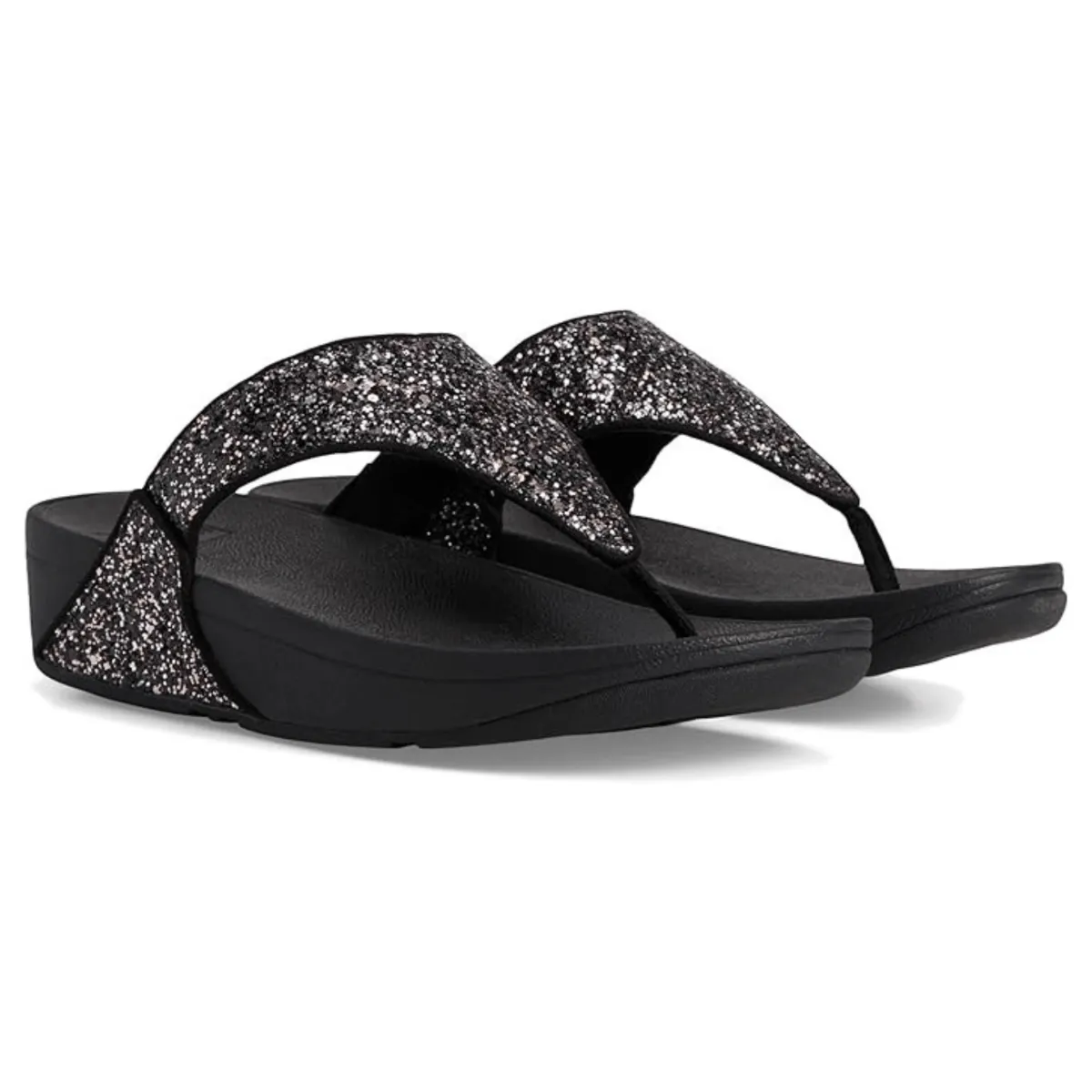 FitFlop Femmes Lulu Pailleté à Bout Ouvert Noir Multicolore