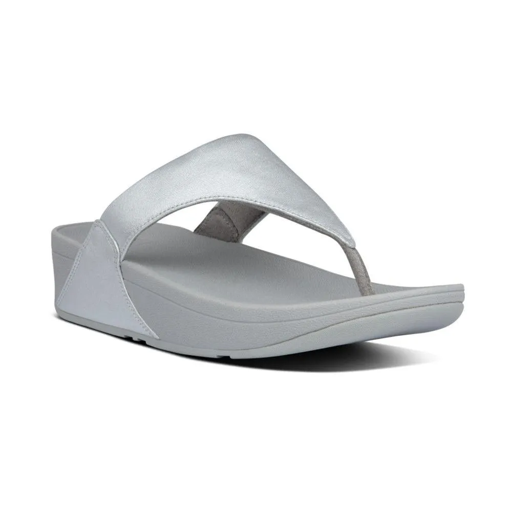 FITFLOP Lulu en cuir pour femmes avec bride à l'orteil argenté