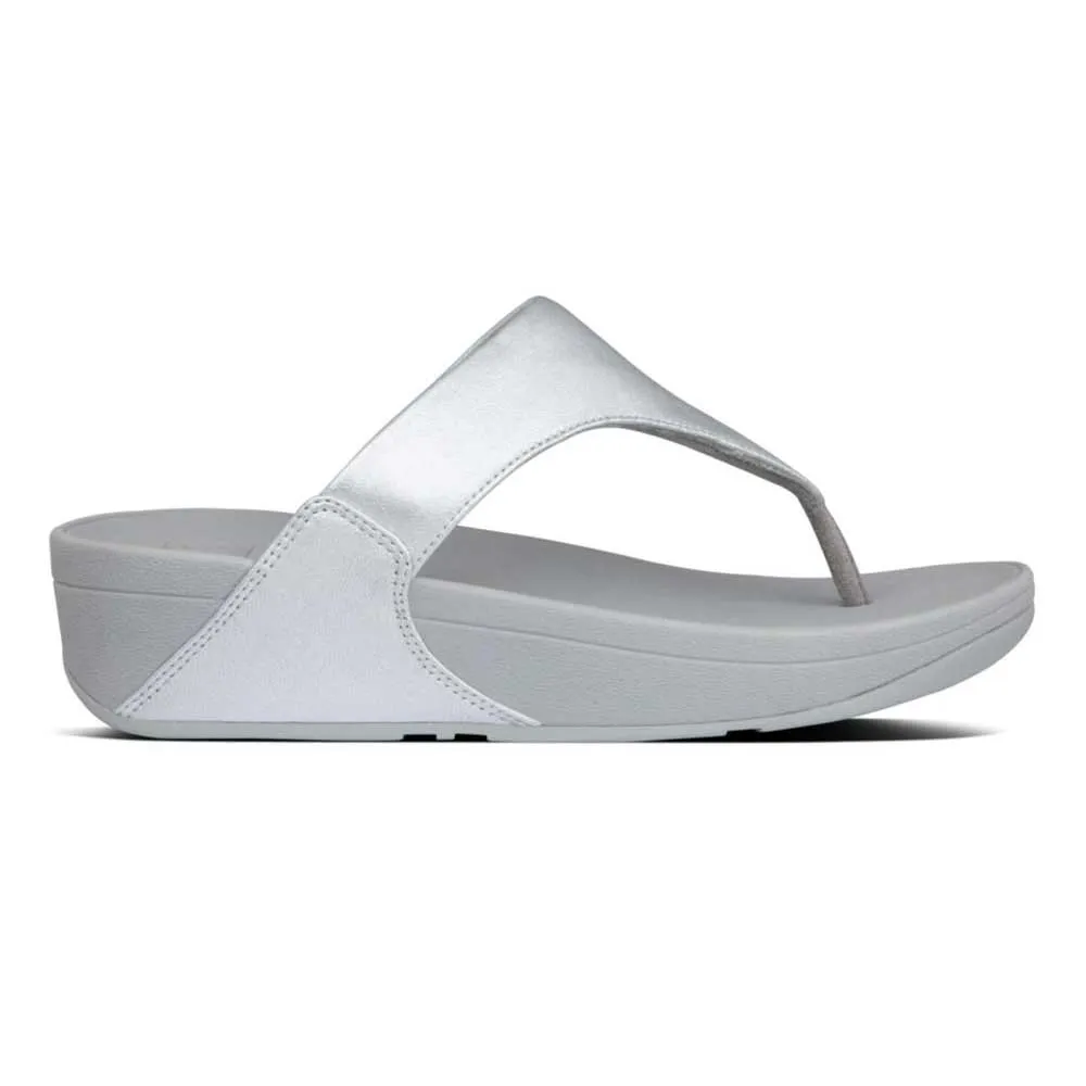 FITFLOP Lulu en cuir pour femmes avec bride à l'orteil argenté