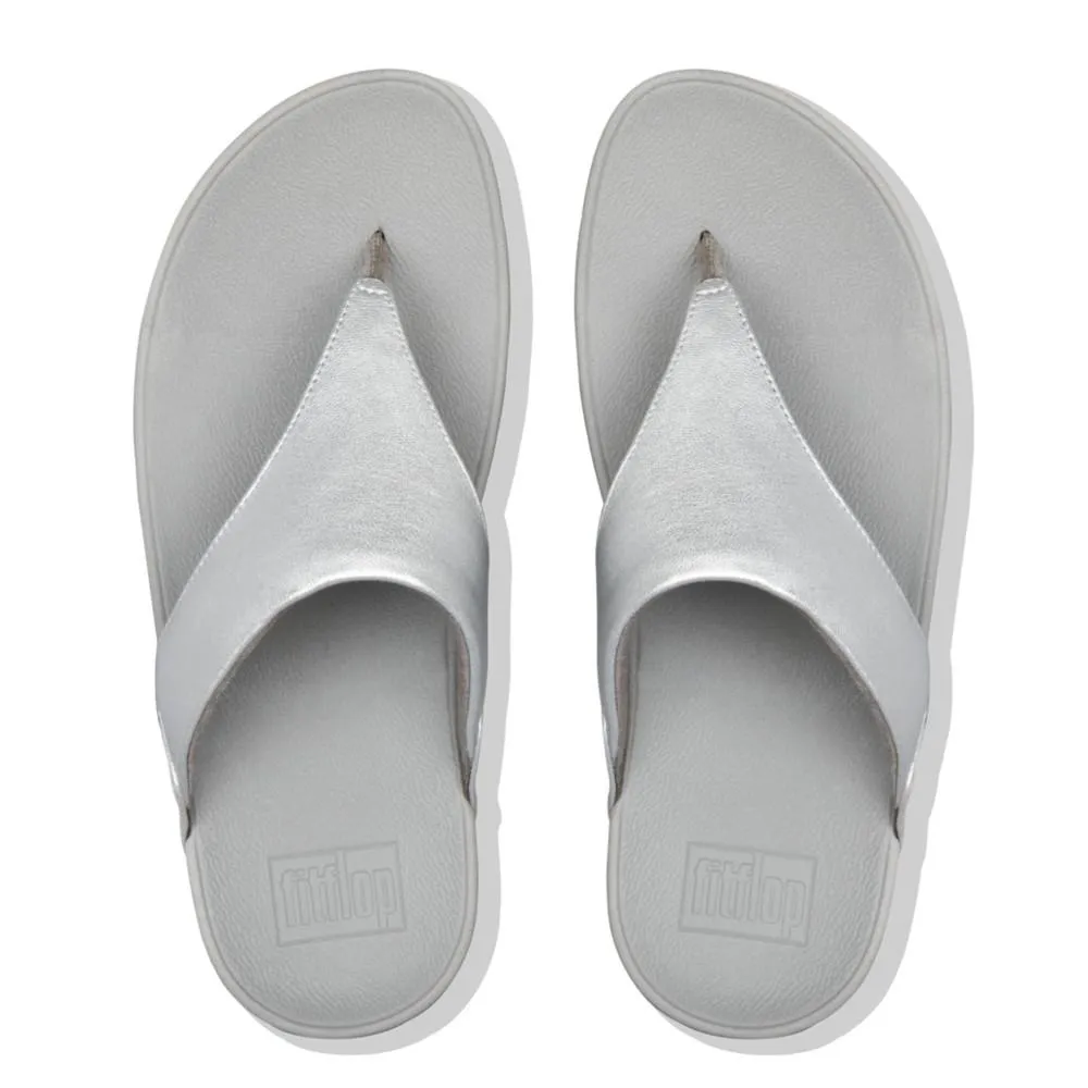 FITFLOP Lulu en cuir pour femmes avec bride à l'orteil argenté