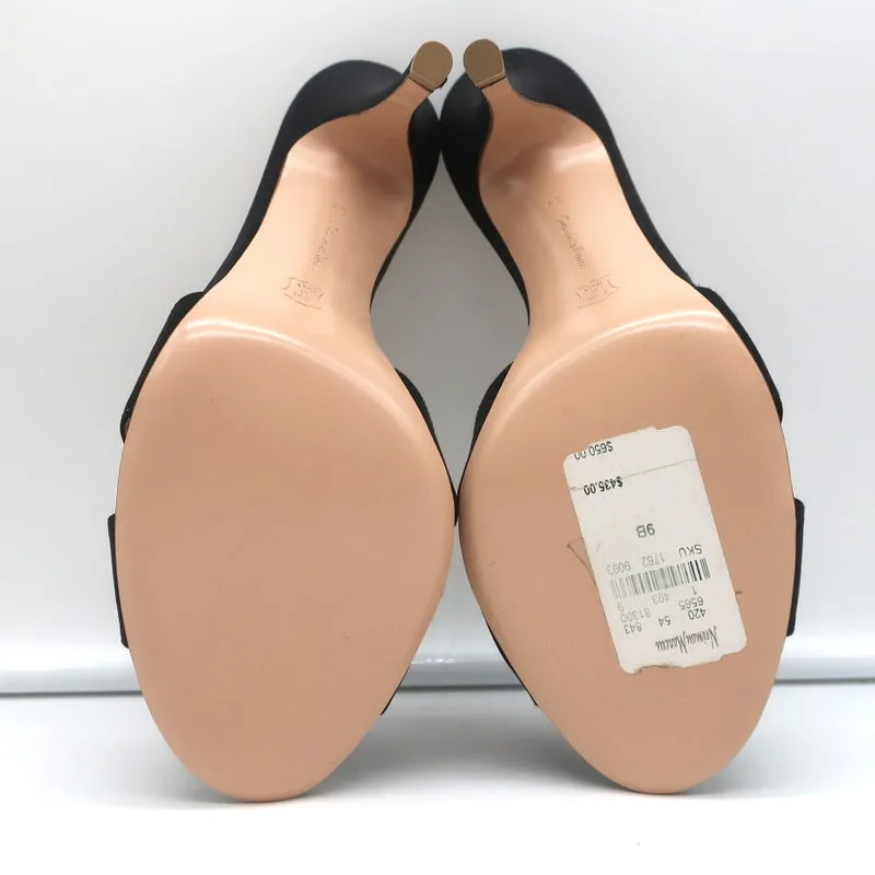 Gianvito Rossi Mules à Fleurs Perlees Satin Noir Taille 39 Talons Ouverts NEUF