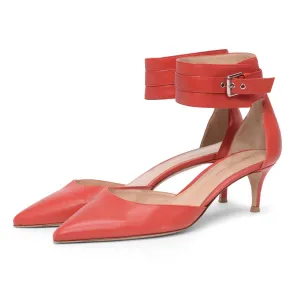 Escarpins Gianvito Rossi à bride cheville en cuir rouge taille 39.5