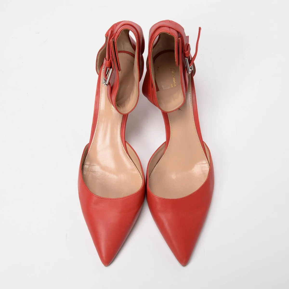 Escarpins Gianvito Rossi à bride cheville en cuir rouge taille 39.5