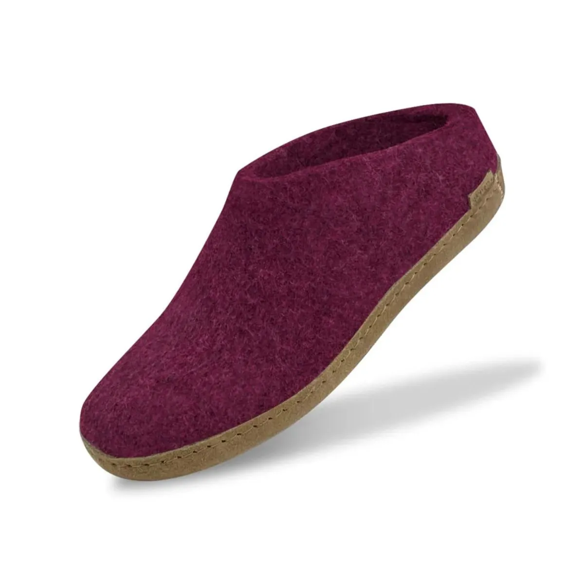 Chausson Modèle B pour Femme Glerups avec Semelle en Cuir Cranberry