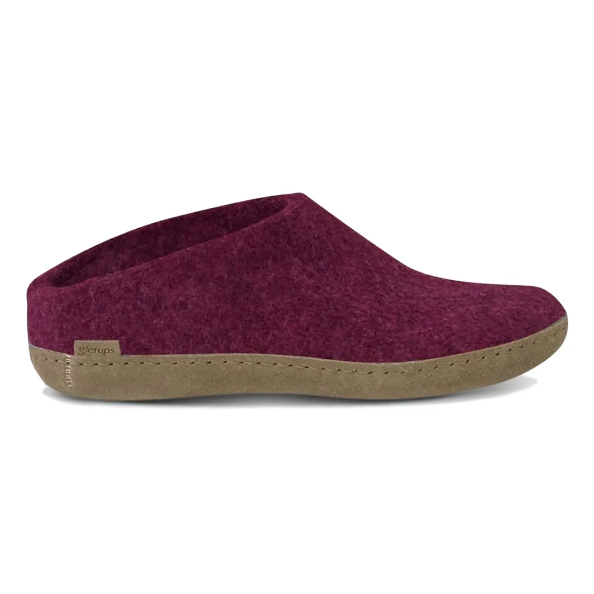 Chausson Modèle B pour Femme Glerups avec Semelle en Cuir Cranberry