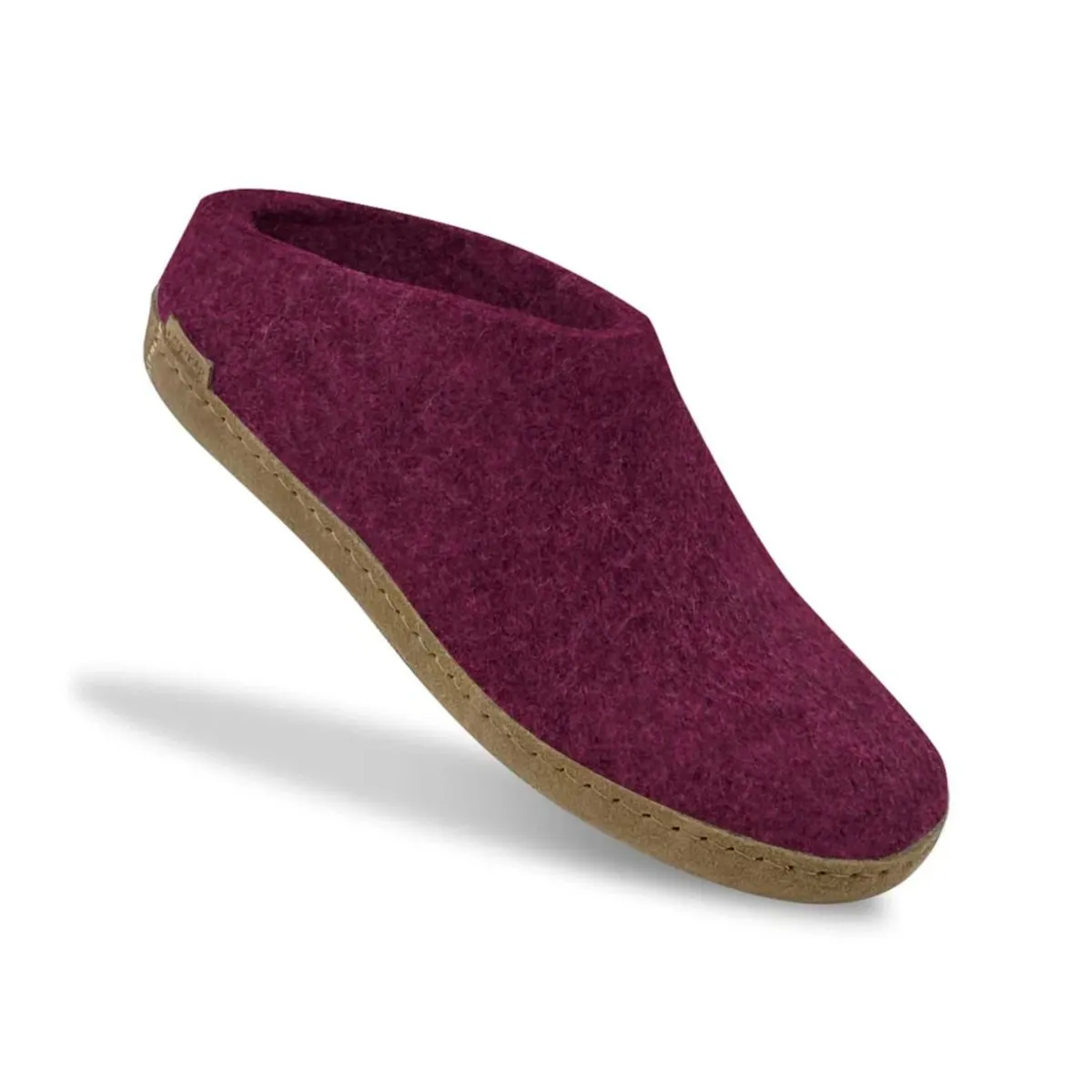 Chausson Modèle B pour Femme Glerups avec Semelle en Cuir Cranberry