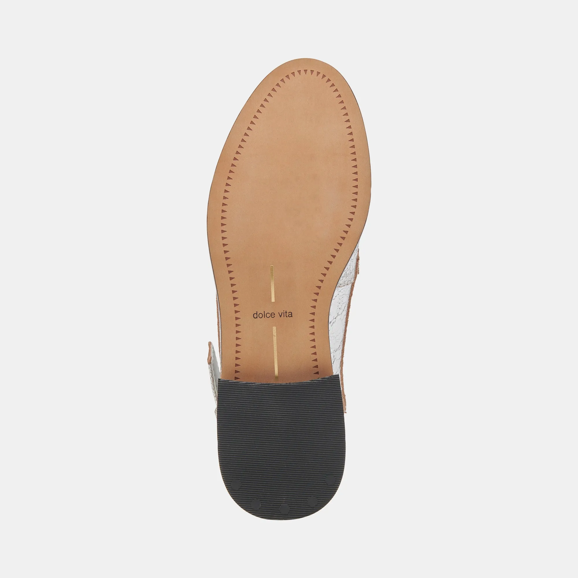 MOCASSINS HARDI LARGES EN CUIR ARGENTÉ CRAQUELÉ