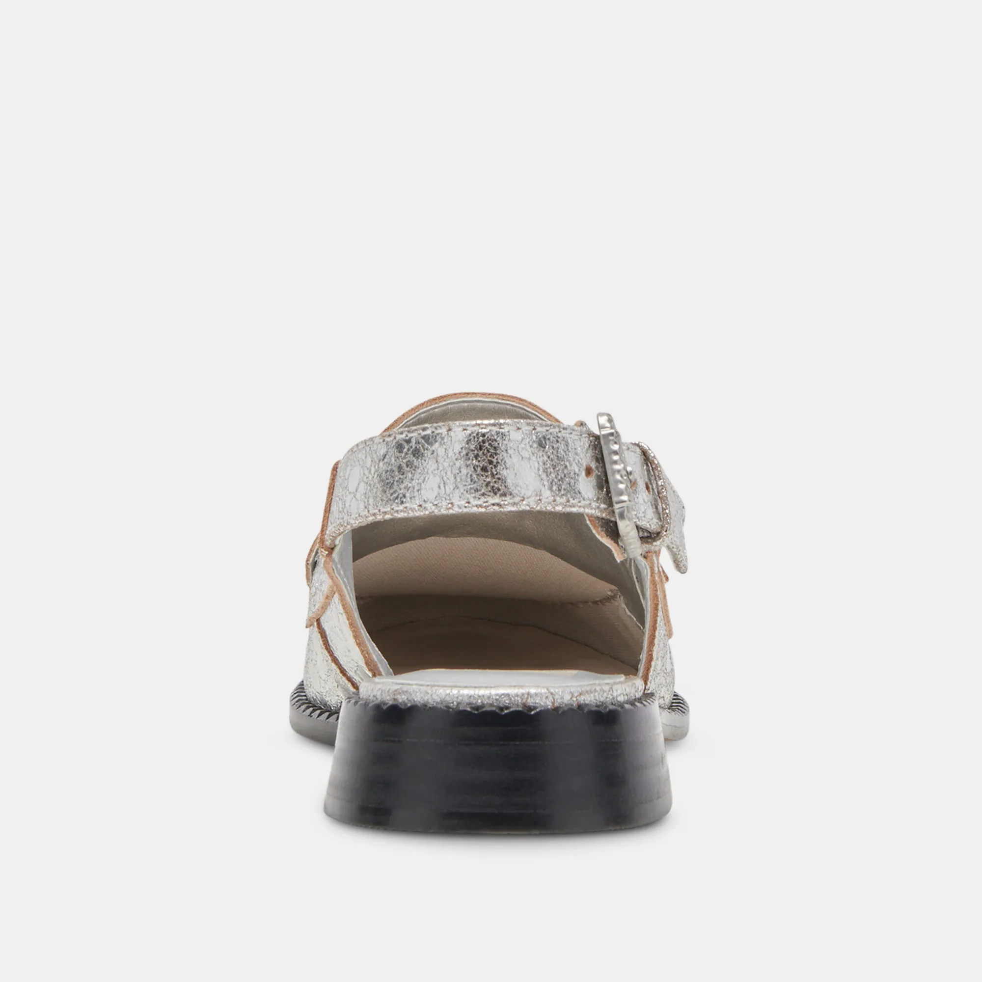 MOCASSINS HARDI LARGES EN CUIR ARGENTÉ CRAQUELÉ