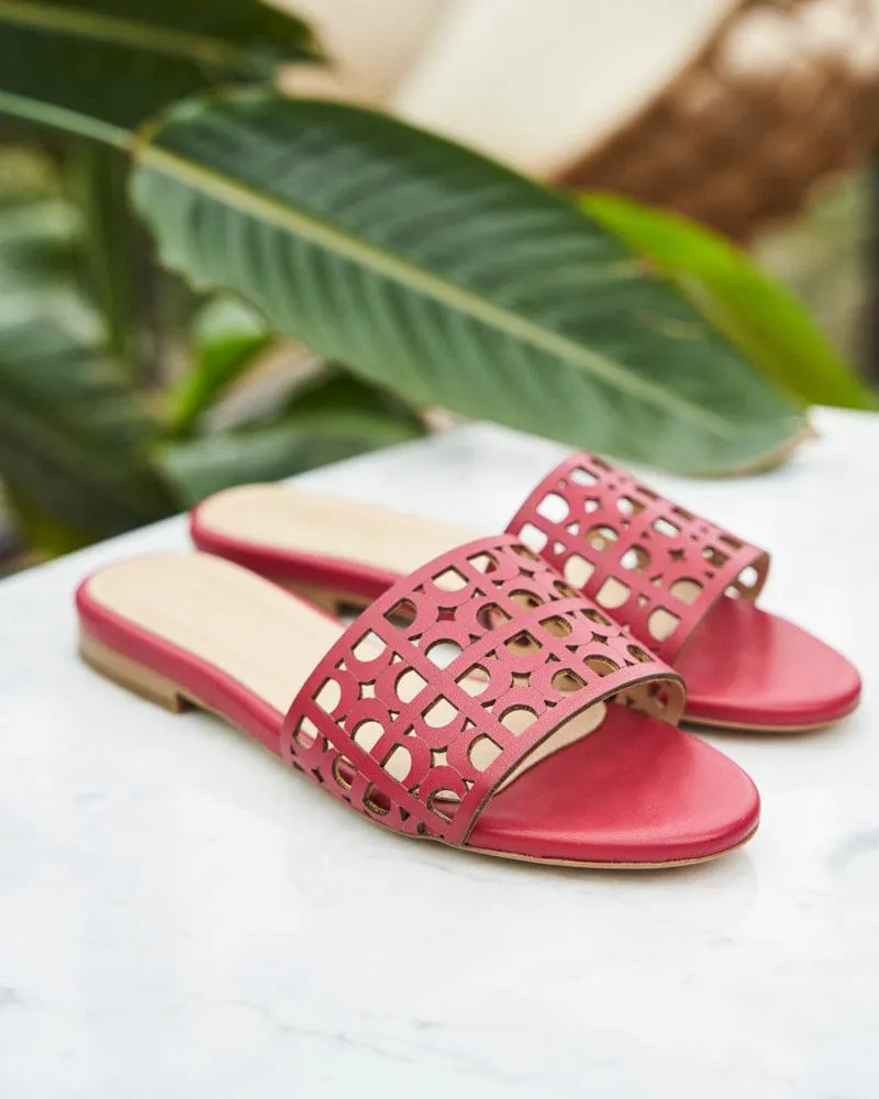 Sandales slides en simili-cuir végan Hibiscus | Orchidée
