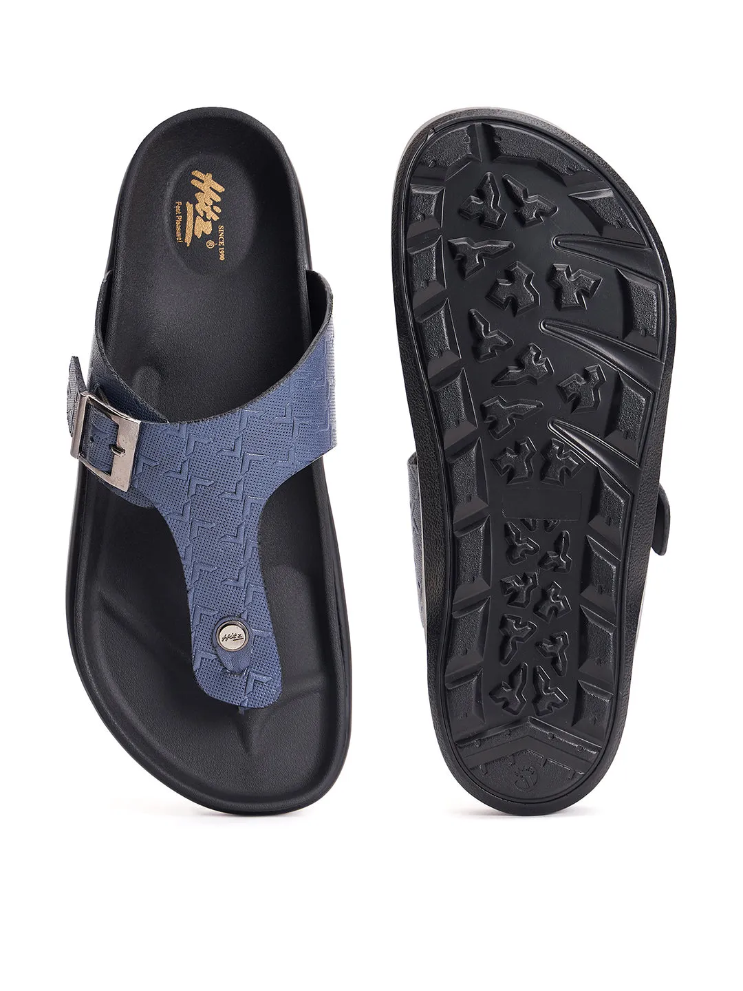 Mules en cuir bleu pour hommes Hitz