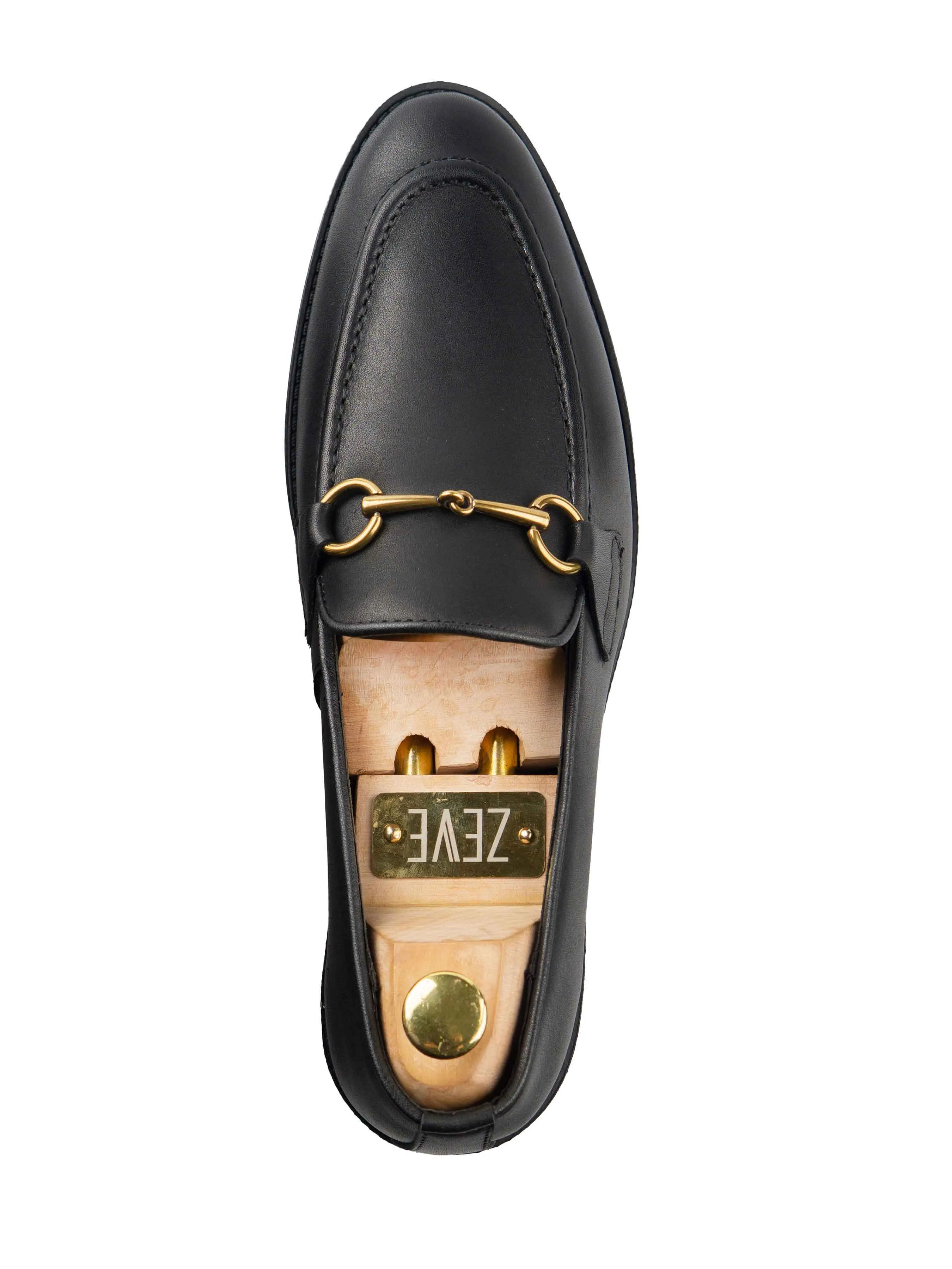 Mocassin à boucle Horsebit - Cuir noir uni (semelle flexible)