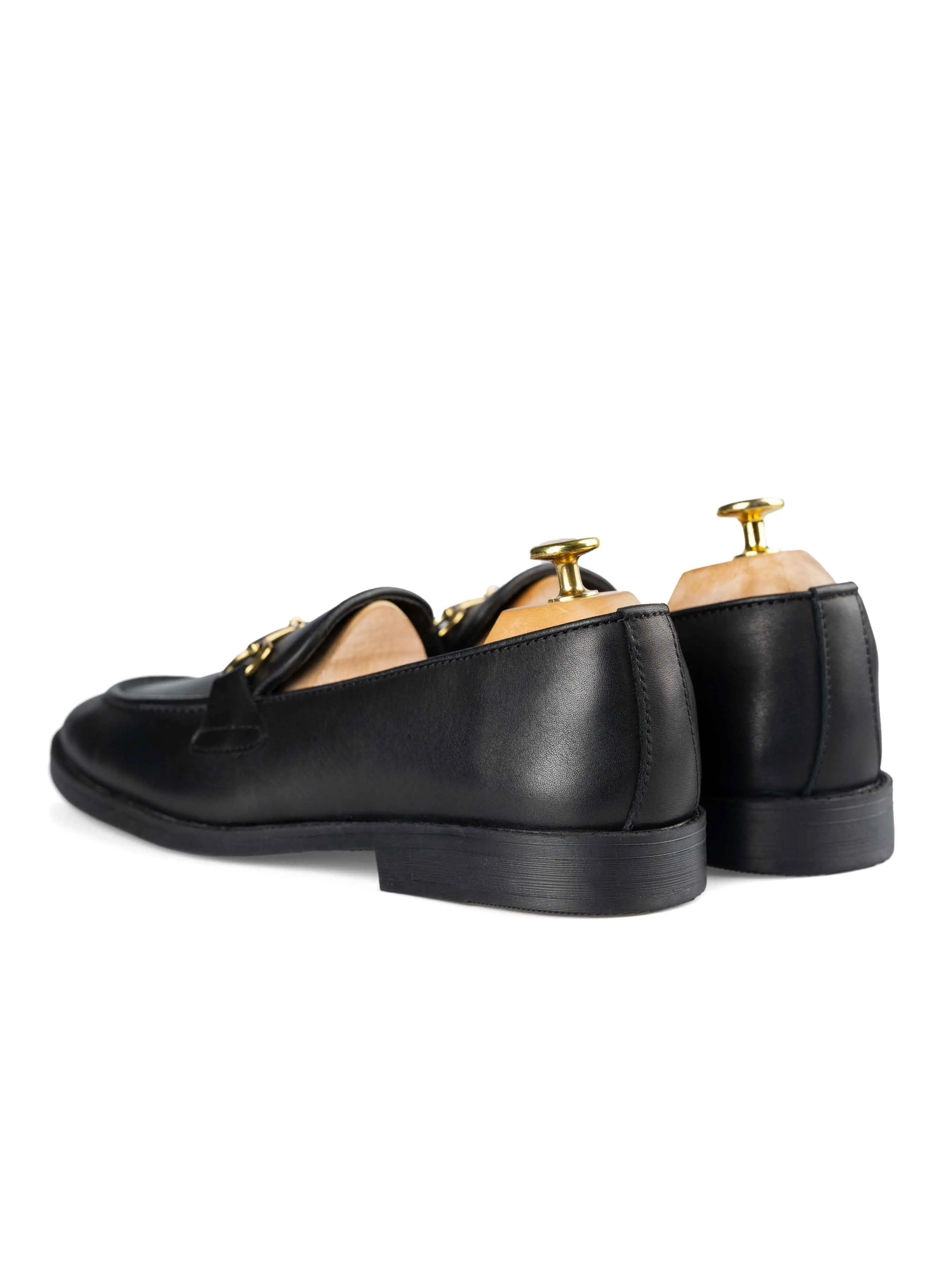 Mocassin à boucle Horsebit - Cuir noir uni (semelle flexible)