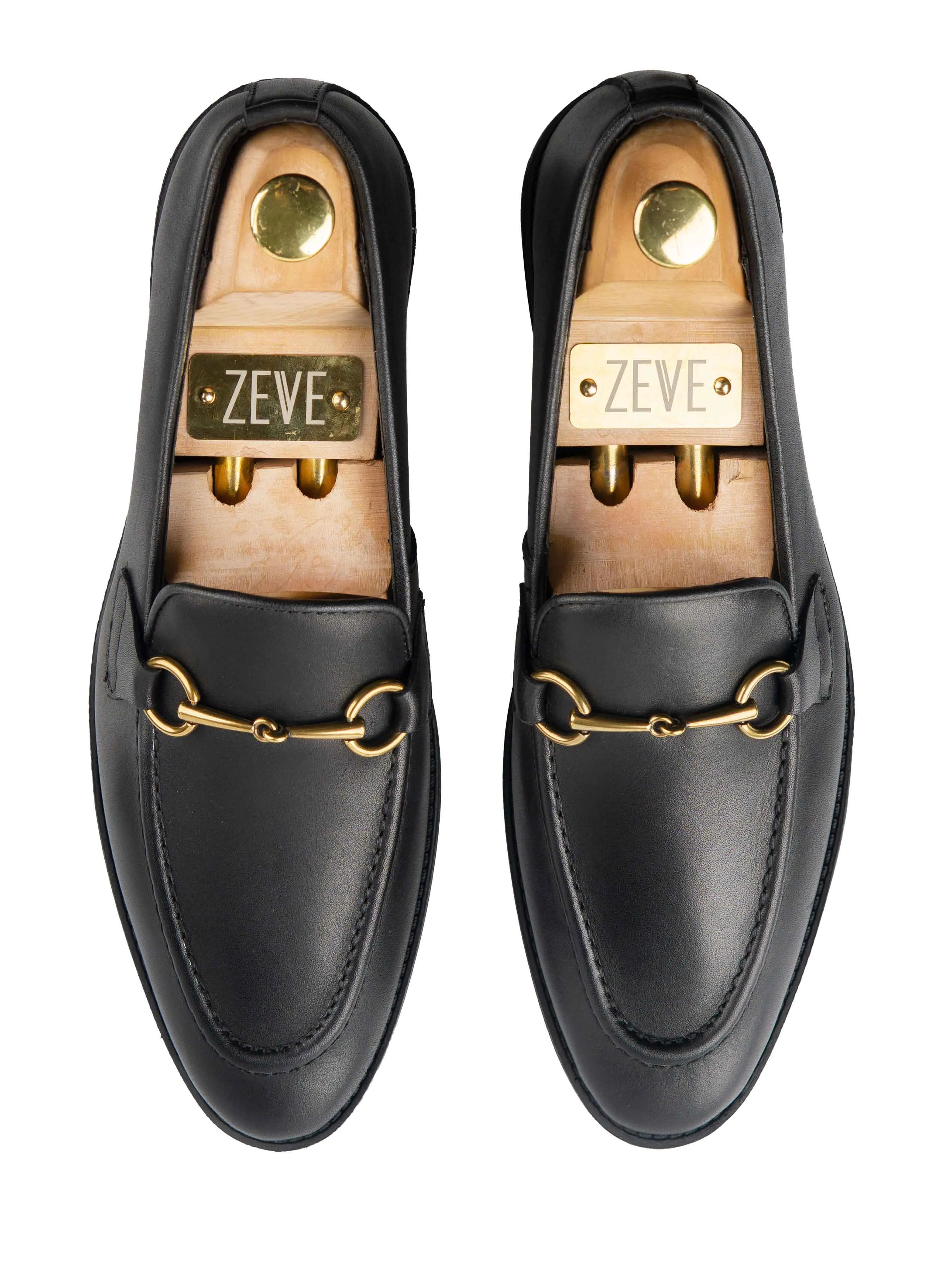 Mocassin à boucle Horsebit - Cuir noir uni (semelle flexible)