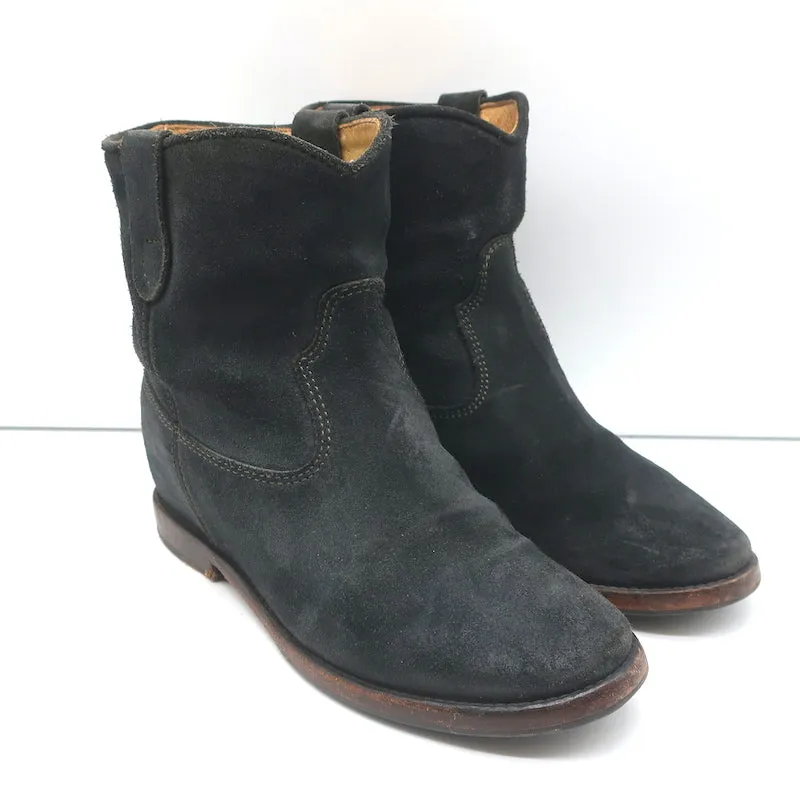 Isabel Marant Etoile Bottes Crisi en Suède Noir Taille 37 Bottines à Talon Caché